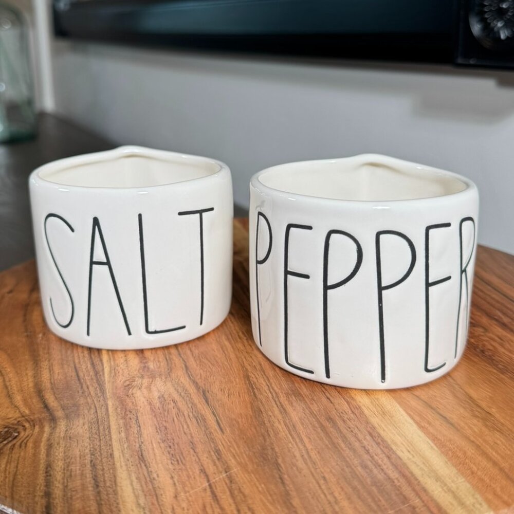 Rae Dunn SALT & PEPPER Ceramic Cellar Set — Farmhouse Kitchen Decor